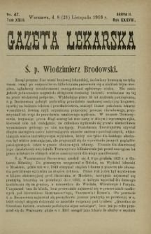 Gazeta Lekarska : pismo tygodniowe poświęcone wszystkim gałęziom umiejętności lekarskich 1903 Ser. II R. 38 T. 23 nr 47