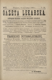 Gazeta Lekarska : pismo tygodniowe poświęcone wszystkim gałęziom umiejętności lekarskich 1889 Ser. II R. 24 T. 9 nr 7