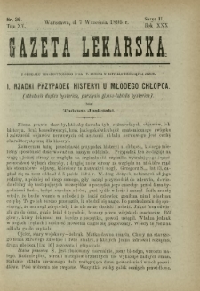 Gazeta Lekarska : pismo tygodniowe poświęcone wszystkim gałęziom umiejętności lekarskich 1895 Ser. II R. 30 T. 15 nr 36