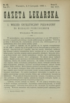 Gazeta Lekarska : pismo tygodniowe poświęcone wszystkim gałęziom umiejętności lekarskich 1895 Ser. II R. 30 T. 15 nr 45