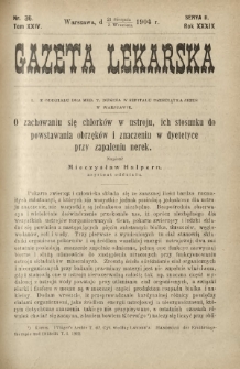 Gazeta Lekarska : pismo tygodniowe poświęcone wszystkim gałęziom umiejętności lekarskich 1904 Ser. II R. 39 T. 24 nr 36