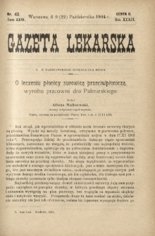 Gazeta Lekarska : pismo tygodniowe poświęcone wszystkim gałęziom umiejętności lekarskich 1904 Ser. II R. 39 T. 24 nr 43