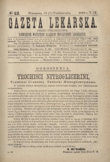 Gazeta Lekarska : pismo tygodniowe poświęcone wszystkim gałęziom umiejętności lekarskich 1889 Ser. II R. 24 T. 9 nr 42