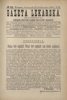 Gazeta Lekarska : pismo tygodniowe poświęcone wszystkim gałęziom umiejętności lekarskich 1889 Ser. II R. 24 T. 9 nr 45