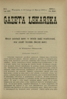 Gazeta Lekarska : pismo tygodniowe poświęcone wszystkim gałęziom umiejętności lekarskich 1905 Ser. II R. 40 T. 25 nr 8