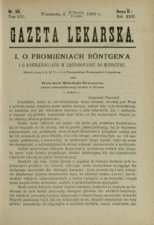 Gazeta Lekarska : pismo tygodniowe poświęcone wszystkim gałęziom umiejętności lekarskich 1896 Ser. II R. 31 T. 16 nr 28
