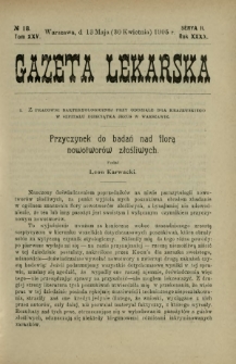 Gazeta Lekarska : pismo tygodniowe poświęcone wszystkim gałęziom umiejętności lekarskich 1905 Ser. II R. 40 T. 25 nr 18