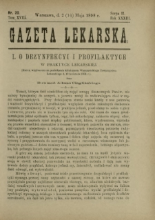 Gazeta Lekarska : pismo tygodniowe poświęcone wszystkim gałęziom umiejętności lekarskich 1898 Ser. II R. 33 T. 18 nr 20