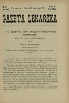 Gazeta Lekarska : pismo tygodniowe poświęcone wszystkim gałęziom umiejętności lekarskich 1905 Ser. II R. 40 T. 25 nr 25