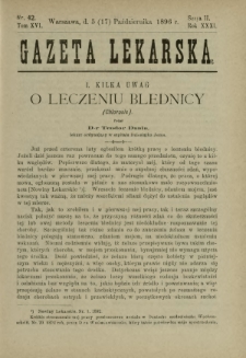 Gazeta Lekarska : pismo tygodniowe poświęcone wszystkim gałęziom umiejętności lekarskich 1896 Ser. II R. 31 T. 16 nr 42