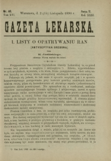 Gazeta Lekarska : pismo tygodniowe poświęcone wszystkim gałęziom umiejętności lekarskich 1896 Ser. II R. 31 T. 16 nr 46