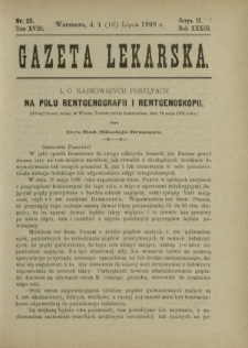 Gazeta Lekarska : pismo tygodniowe poświęcone wszystkim gałęziom umiejętności lekarskich 1898 Ser. II R. 33 T. 18 nr 29