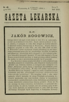 Gazeta Lekarska : pismo tygodniowe poświęcone wszystkim gałęziom umiejętności lekarskich 1896 Ser. II R. 31 T. 16 nr 49