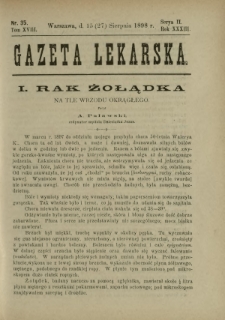 Gazeta Lekarska : pismo tygodniowe poświęcone wszystkim gałęziom umiejętności lekarskich 1898 Ser. II R. 33 T. 18 nr 35