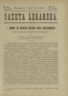 Gazeta Lekarska : pismo tygodniowe poświęcone wszystkim gałęziom umiejętności lekarskich 1898 Ser. II R. 33 T. 18 nr 43