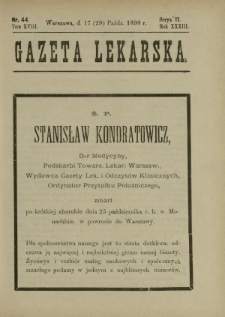 Gazeta Lekarska : pismo tygodniowe poświęcone wszystkim gałęziom umiejętności lekarskich 1898 Ser. II R. 33 T. 18 nr 44