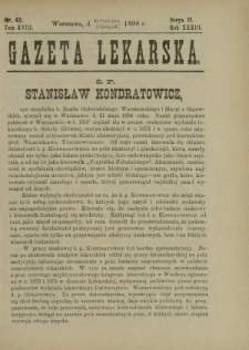 Gazeta Lekarska : pismo tygodniowe poświęcone wszystkim gałęziom umiejętności lekarskich 1898 Ser. II R. 33 T. 18 nr 45