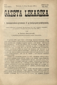 Gazeta Lekarska : pismo tygodniowe poświęcone wszystkim gałęziom umiejętności lekarskich 1906 Ser. II R. 41 T. 26 nr 3