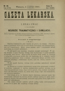 Gazeta Lekarska : pismo tygodniowe poświęcone wszystkim gałęziom umiejętności lekarskich 1898 Ser. II R. 33 T. 18 nr 46