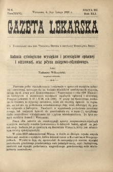Gazeta Lekarska : pismo tygodniowe poświęcone wszystkim gałęziom umiejętności lekarskich 1906 Ser. II R. 41 T. 26 nr 4