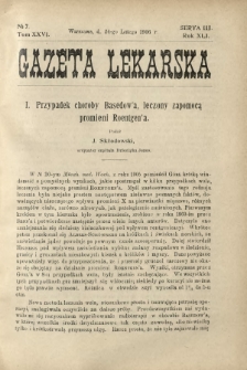 Gazeta Lekarska : pismo tygodniowe poświęcone wszystkim gałęziom umiejętności lekarskich 1906 Ser. II R. 41 T. 26 nr 7