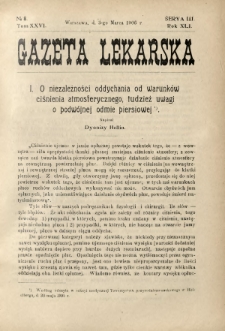 Gazeta Lekarska : pismo tygodniowe poświęcone wszystkim gałęziom umiejętności lekarskich 1906 Ser. II R. 41 T. 26 nr 8