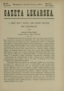 Gazeta Lekarska : pismo tygodniowe poświęcone wszystkim gałęziom umiejętności lekarskich 1898 Ser. II R. 33 T. 18 nr 52