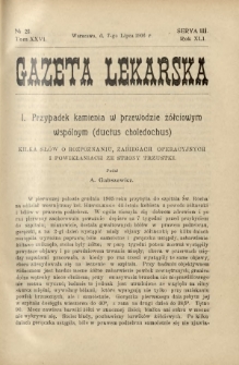 Gazeta Lekarska : pismo tygodniowe poświęcone wszystkim gałęziom umiejętności lekarskich 1906 Ser. II R. 41 T. 26 nr 26