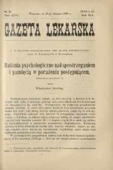 Gazeta Lekarka : pismo tygodniowe poświęcone wszystkim gałęziom umiejętności lekarskich 1906 Ser. II R. 41 T. 26 nr 33