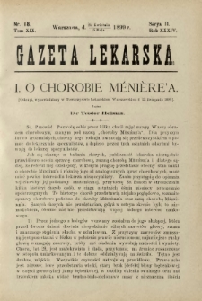 Gazeta Lekarska : pismo tygodniowe poświęcone wszystkim gałęziom umiejętności lekarskich 1899 Ser. II R. 34 T. 19 nr 18