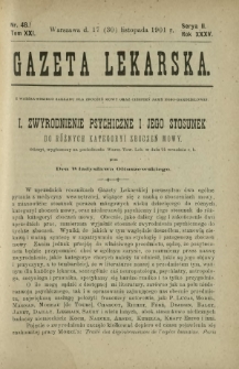 Gazeta Lekarska : pismo tygodniowe poświęcone wszystkim gałęziom umiejętności lekarskich 1901 Ser. II R. 36 T. 21 nr 48
