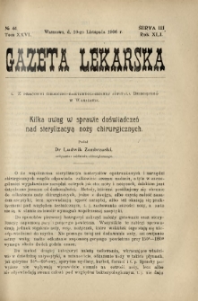 Gazeta Lekarska : pismo tygodniowe poświęcone wszystkim gałęziom umiejętności lekarskich 1906 Ser. II R. 41 T. 26 nr 44
