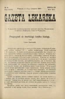 Gazeta Lekarska : pismo tygodniowe poświęcone wszystkim gałęziom umiejętności lekarskich 1906 Ser. II R. 41 T. 26 nr 45