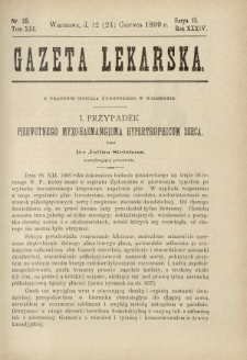Gazeta Lekarska : pismo tygodniowe poświęcone wszystkim gałęziom umiejętności lekarskich 1899 Ser. II R. 34 T. 19 nr 25