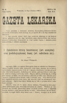 Gazeta Lekarska : pismo tygodniowe poświęcone wszystkim gałęziom umiejętności lekarskich 1906 Ser. II R. 41 T. 26 nr 48