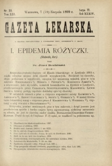 Gazeta Lekarska : pismo tygodniowe poświęcone wszystkim gałęziom umiejętności lekarskich 1899 Ser. II R. 34 T. 19 nr 33