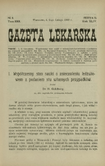 Gazeta Lekarska : pismo tygodniowe poświęcone wszystkim gałęziom umiejętności lekarskich 1909 Ser. II R. 44 T. 29 nr 6
