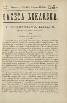 Gazeta Lekarska : pismo tygodniowe poświęcone wszystkim gałęziom umiejętności lekarskich 1899 Ser. II R. 34 T. 19 nr 39