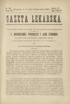 Gazeta Lekarska : pismo tygodniowe poświęcone wszystkim gałęziom umiejętności lekarskich 1899 Ser. II R. 34 T. 19 nr 43