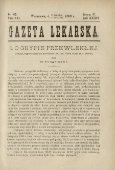 Gazeta Lekarska : pismo tygodniowe poświęcone wszystkim gałęziom umiejętności lekarskich 1899 Ser. II R. 34 T. 19 nr 45