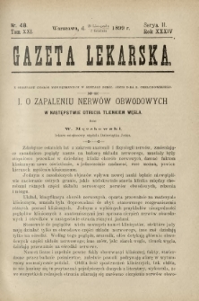 Gazeta Lekarska : pismo tygodniowe poświęcone wszystkim gałęziom umiejętności lekarskich 1899 Ser. II R. 34 T. 19 nr 48