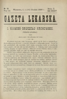 Gazeta Lekarska : pismo tygodniowe poświęcone wszystkim gałęziom umiejętności lekarskich 1899 Ser. II R. 34 T. 19 nr 50