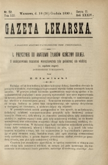 Gazeta Lekarska : pismo tygodniowe poświęcone wszystkim gałęziom umiejętności lekarskich 1899 Ser. II R. 34 T. 19 nr 52