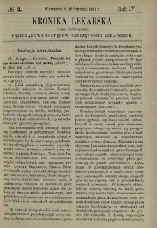 Kronika Lekarska : pismo poświęcone przeglądowi postępów umiejętności lekarskich 1883 R. 4 nr 2