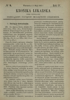 Kronika Lekarska : pismo poświęcone przeglądowi postępów umiejętności lekarskich 1883 R. 4 nr 9