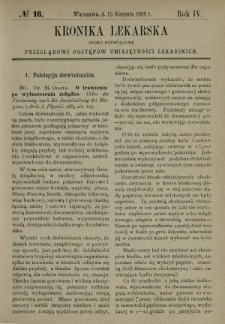 Kronika Lekarska : pismo poświęcone przeglądowi postępów umiejętności lekarskich 1883 R. 4 nr 16