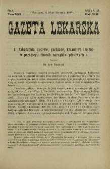 Gazeta Lekarska : pismo tygodniowe poświęcone wszystkim gałęziom umiejętności lekarskich 1907 Ser. II R. 42 T. 27 nr 4