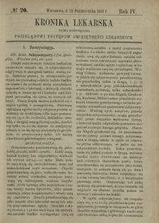 Kronika Lekarska : pismo poświęcone przeglądowi postępów umiejętności lekarskich 1883 R. 4 nr 20