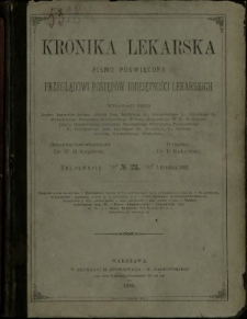 Kronika Lekarska : pismo poświęcone przeglądowi postępów umiejętności lekarskich 1883 R. 4 nr 23