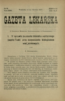 Gazeta Lekarska : pismo tygodniowe poświęcone wszystkim gałęziom umiejętności lekarskich 1907 Ser. II R. 42 T. 27 nr 21